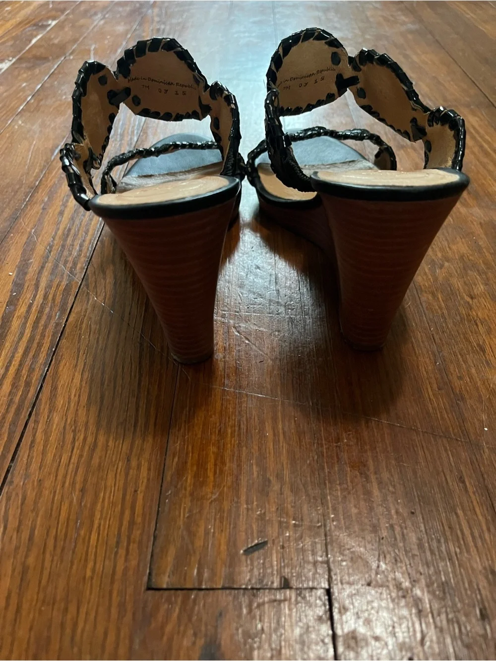 Jack Rogers Black Luccia Scalloped Wedge Sandals